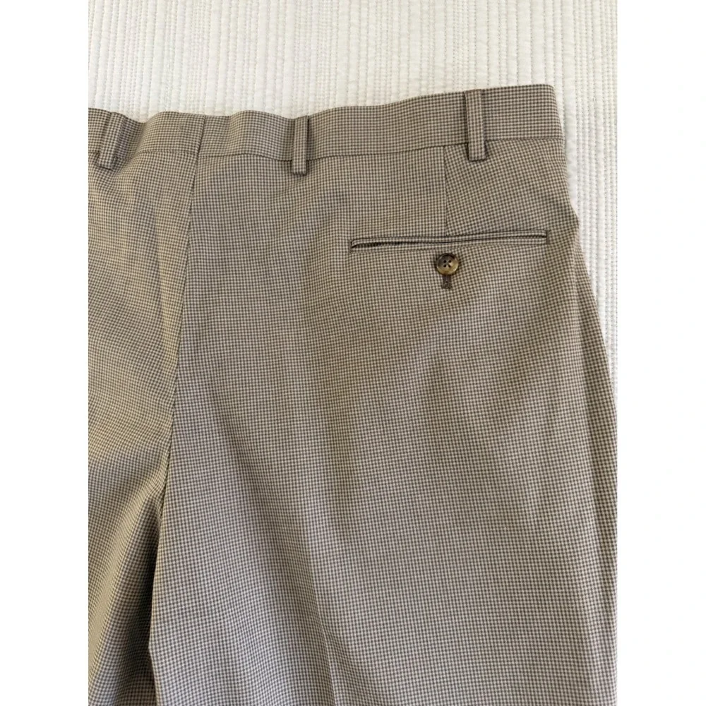 Ralph Lauren Mens Size 38/30 Brown Houndstooth Pleated Cuffed Dress Pants Slacks